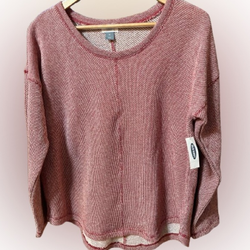 NWT Old Navy Red Crew Neck Sweater with Ribbed Texture Size Medium